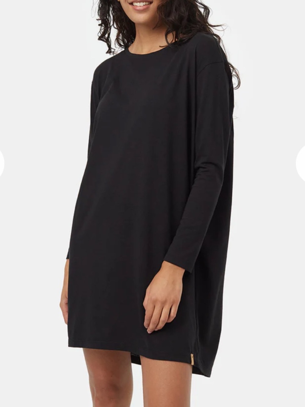 Tentree TreeBlend Long Sleeve Dress Black | Relaxed T-Shirt Dress Sustainable